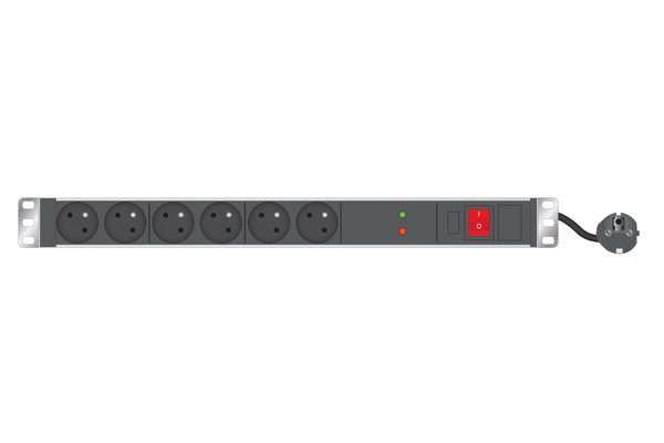 Multiprise rackable 19" parafoudre 6 prises