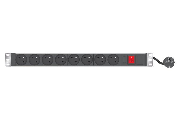 Multiprise rackable 19" 8 prises avec interrupteur et voyant
