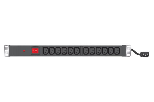 Multiprise rackable 19" 12 prises C13 / cordon C14 avec inter + protection
