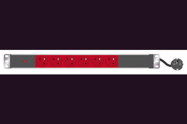 Multiprise rackable 19" 6 prises rouges avec voyant
