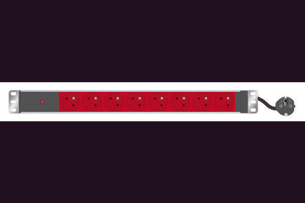 Multiprise rackable 19" 8 prises rouges avec voyant