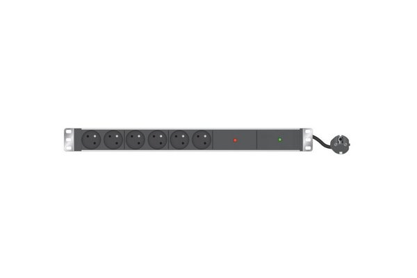 Multiprise 19" 6 prises avec parafoudre et fusible