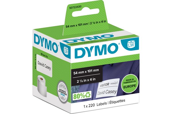 DYMO Etiquette pour LabelWriter 54mm x 101mm, 220 étiquettes