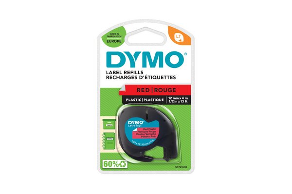 Ruban plastique dymo noir/rouge 12MM pour letratag