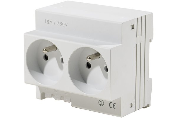Double prise secteur modulaire 10/16 A