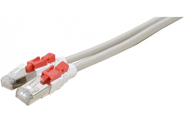 Cordon RJ45 catégorie 6A S/FTP à verrouillage gris - 1 m