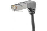 Cordon RJ45 catégorie 6A S/FTP coudé bas gris - 0,7 m