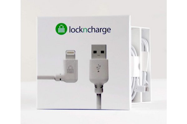 LOCKNCHARGE Lot de 5 cordons USB-A vers Lightning MFi coudés 3 m