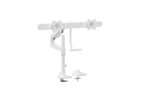 DACOMEX Support à pincer / fixer D32-100CG-2- 2 écrans blanc