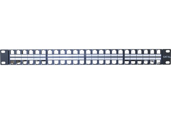 Panneau 19" 1U 48 ports STP keystone avec support câbles
