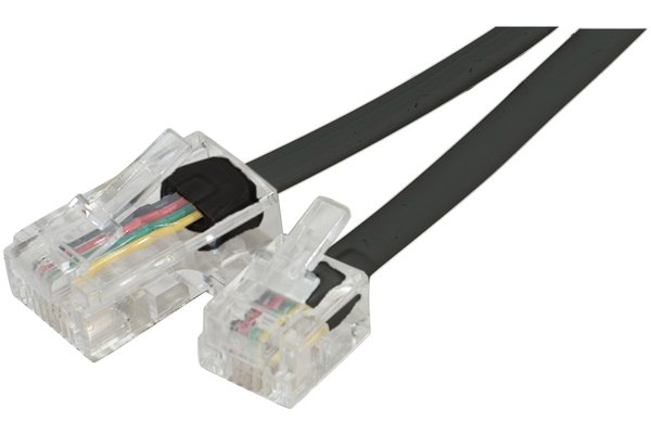 Cordon téléphonique RJ11 / RJ45 noir - 15 m