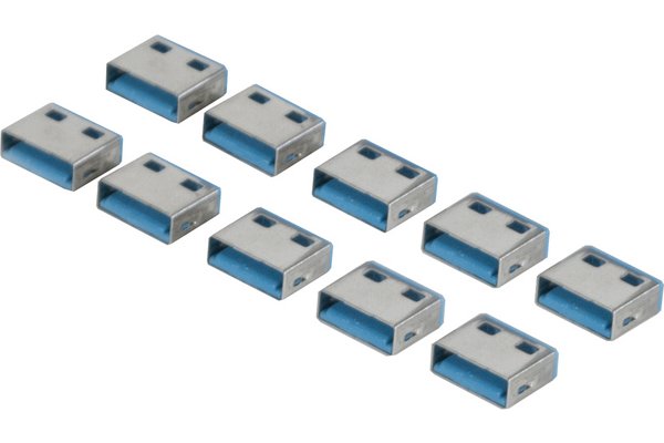 Lot de 10 bouchon-cadenas USB type A Codage bleu