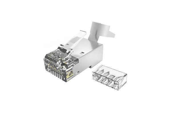 Connecteur à sertir 8P8C RJ45 CAT6A STP peigne séparé pour monobrin - lot de 5