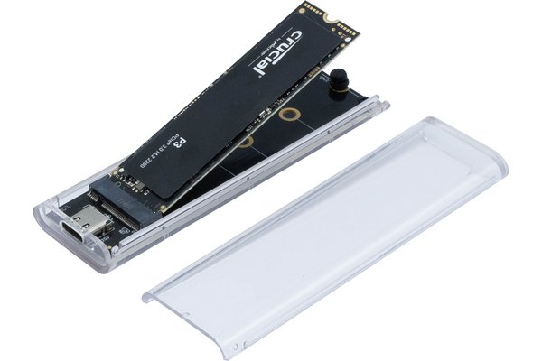 Boitier transparent sans outil pour SSD M.2 NVMe et M.2 SATA sur USB-C 10G