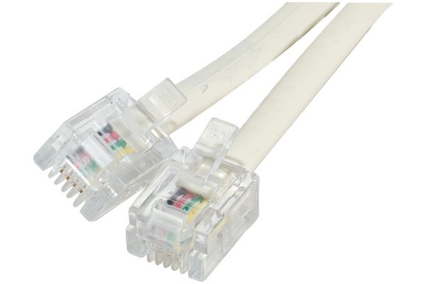 Cordon téléphonique RJ11 / RJ11 ivoire - 15 m