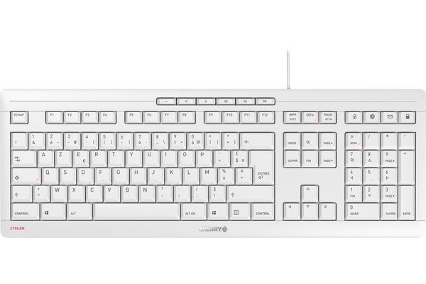 CHERRY Clavier STREAM KEYBOARD USB gris AZERTY (FR)