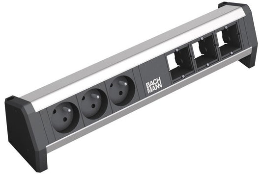 BACHMANN Bandeau modulaire DESK 1 3 prises + 3 emplacements
