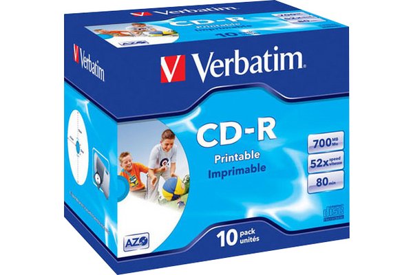 CD-R 80 700Mo Imprimable Verbatim Pack de 10 boites cristal