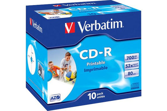 CD-R 80 700Mo Imprimable Verbatim Pack de 10 boites cristal