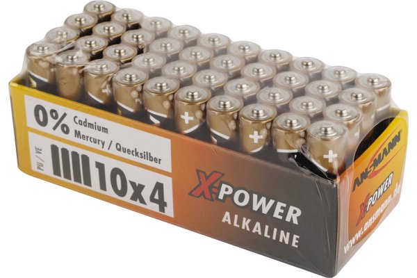 ANSMANN Piles alcalines industrielles 1521-0007 LR03 / AAA 10 schrink de 4