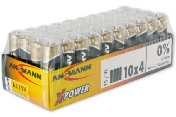 ANSMANN Piles alcalines industrielles 5015681 LR06 / AA 10 schrink de 4