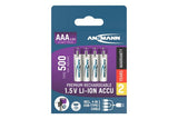 ANSMANN Accu lithium AAA, 4 pièces, rechargeables Type-C, 1,5 V