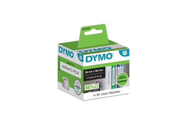 Rouleau dymo 110 etiquet classeur 190x38MM pour labelwriter