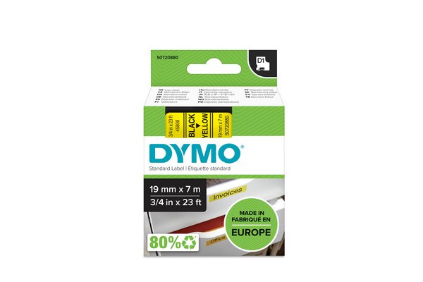 DYMO Ruban D1 - 19 mm noir sur jaune