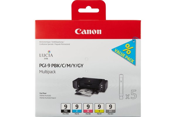 Cartouche CANON 1033B013 PGI-9 - Noir + 4 couleurs