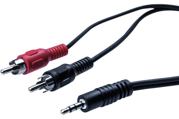 Cordon stéreo Jack 3.5 mm vers 2 x RCAM noir - 1,80 m