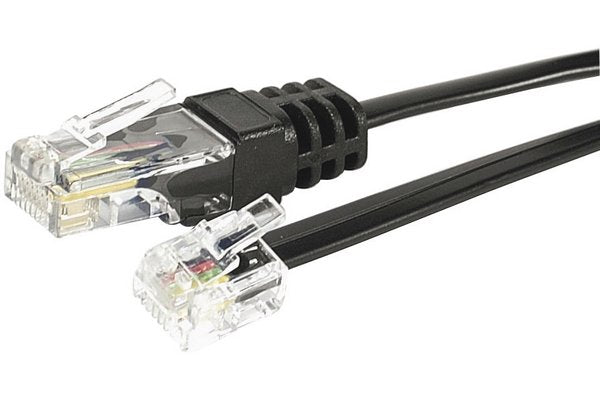 Cordon téléphonique RJ11 / RJ45 noir - 2 m