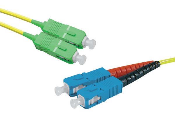 Jarretière optique duplex monomode OS2 9/125 SC-APC/SC-UPC jaune - 5 m