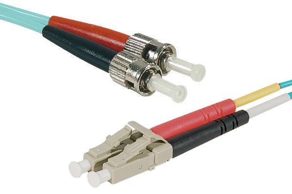 Jarretière optique duplex HD multi OM3 50/125 LC-UPC/ST-UPC aqua - 15 m