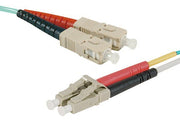 Jarretière duplex HD OM4 SC-UPC/LC-UPC aqua - 15 m