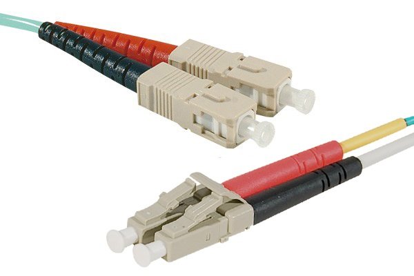 Jarretière duplex HD OM4 SC-UPC/LC-UPC aqua - 10 m