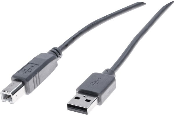 Cordon éco USB 2.0 type A /B gris - 3,0 m