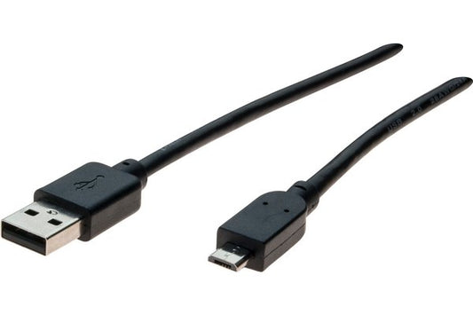 Cordon USB 2.0 type A / micro B noir - 1,0 m