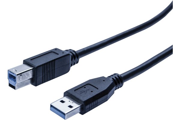 Cordon éco USB 3.0 type A / B noir - 2,0 m