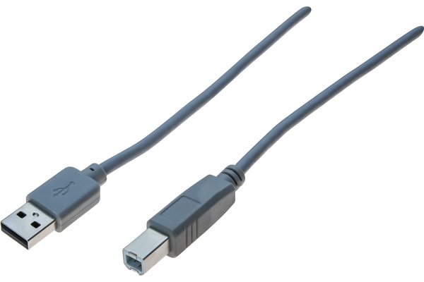 Cordon USB 2.0 A / B gris - 2 m