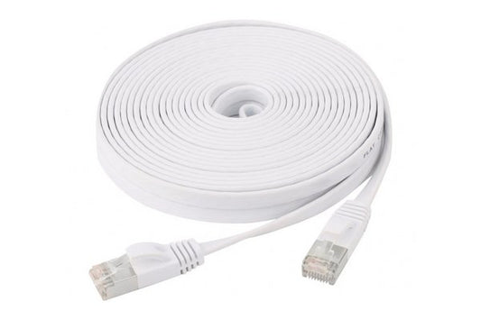 Cordon RJ45 plat catégorie 6 U/FTP snagless blanc - 20 m