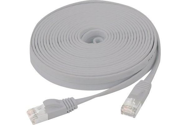 Cordon RJ45 plat catégorie 6 U/FTP snagless gris - 10 m