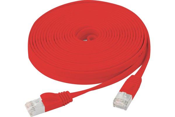 Cordon RJ45 plat catégorie 6 U/FTP snagless rouge - 20 m