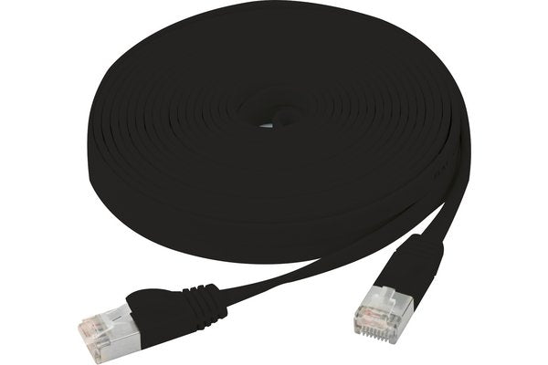 Cordon RJ45 plat catégorie 6 U/FTP snagless noir - 0,5 m