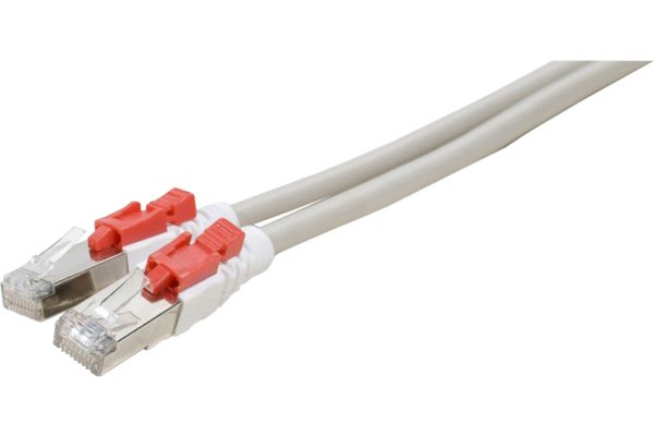 Cordon RJ45 catégorie 6A S/FTP à verrouillage gris - 2 m