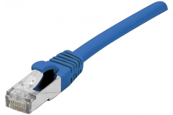 Cordon RJ45 CAT 6A S/FTP TPE écologique snagless bleu - 0,15 m