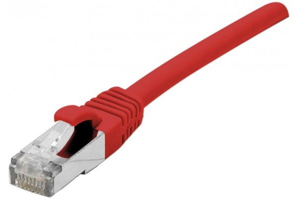 Cordon RJ45 CAT 6A S/FTP TPE écologique snagless rouge - 0,3 m