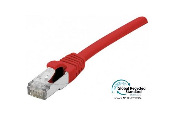 Cordon RJ45 certifié GRS CAT 6A S/FTP TPE snagless rouge - 5 m