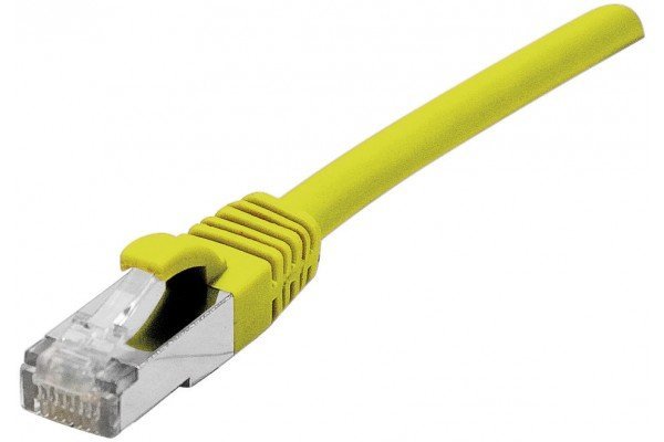 Cordon RJ45 CAT 6A S/FTP TPE écologique snagless jaune - 0,15 m