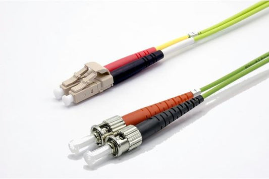 Jarretière zip 2,0mm OM5 50/125 LC-UPC/ST-UPC LSZH lime 15m