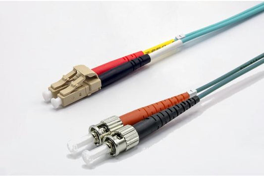 Jarretière zip 2,0mm OM3 50/125 LC-UPC/ST-UPC LSZH aqua 10m